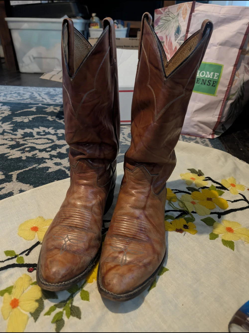 Rudel Cream Leather Western Boots